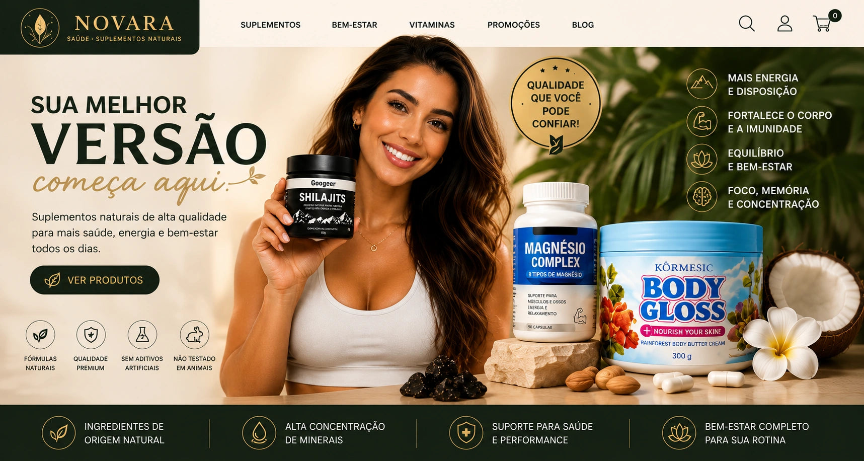 Banner principal NOVARA — suplementos naturais e bem-estar